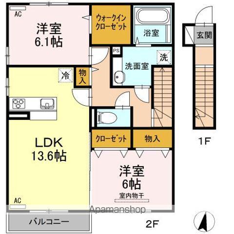 プランドール安岡IV(2LDK/2階)の間取り写真