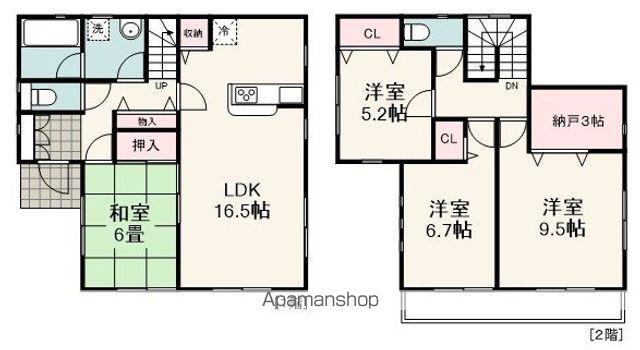 東海道本線 清水駅(静岡) バス乗車時間：23分 殿沢バス停で下車 徒歩7分 2階建 築11年(4LDK)の間取り写真