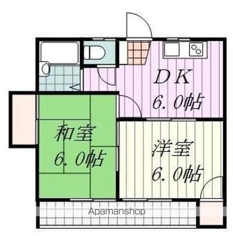 第25杉フラット(2DK/6階)の間取り写真