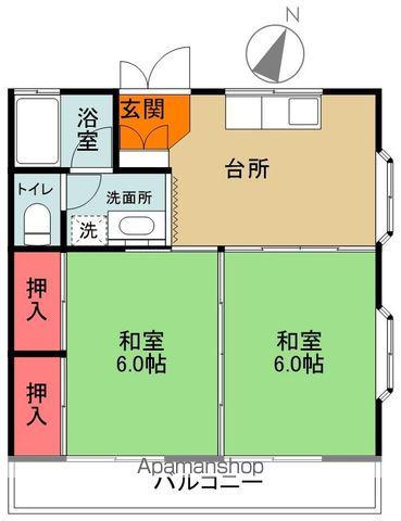 シャトリエⅠ・Ⅱ(2DK/2階)の間取り写真