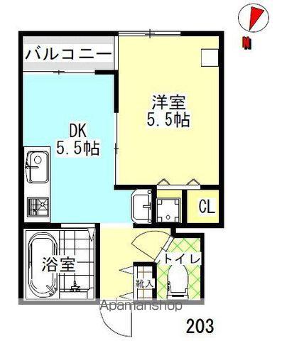 アスパイアレジデンス(1DK/2階)の間取り写真