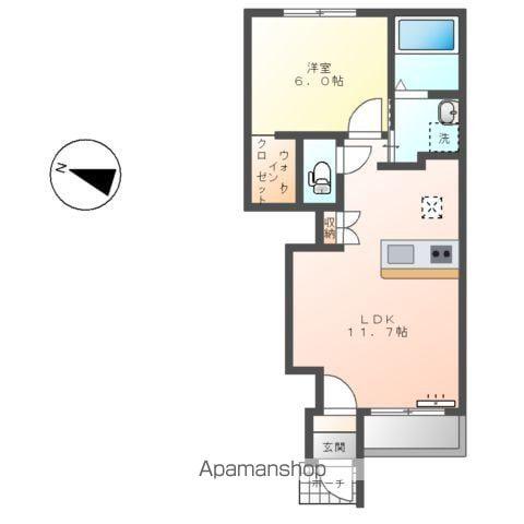 ブルースター(1LDK/1階)の間取り写真