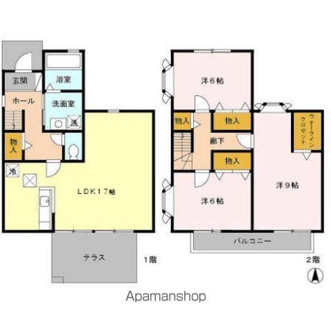 京王電鉄高尾線 めじろ台駅 徒歩8分 2階建 築25年(3LDK)の間取り写真