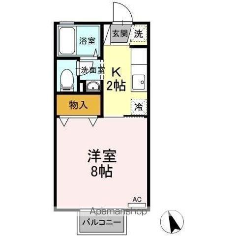 サンピア・K A棟B棟(1K/2階)の間取り写真