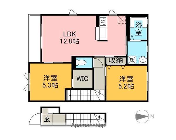 ディアコート六・七番館(2LDK/2階)の間取り写真
