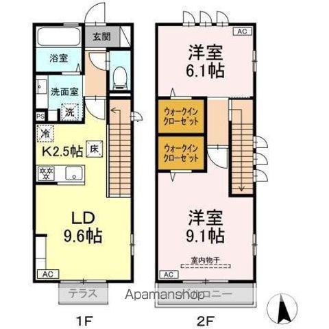 ＲＡＹ　ＮＯＲＴＨ　ＥＡＳＴ　ＬＩＢＲＡＲＹ　Ａ棟(2LDK)の間取り写真