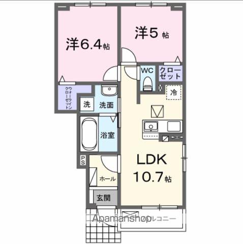 クラール倉治B(2LDK/1階)の間取り写真