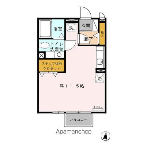 マロンハイムA・B(ワンルーム/2階)の間取り写真