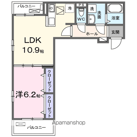 プリムローズ野村(1LDK/1階)の間取り写真