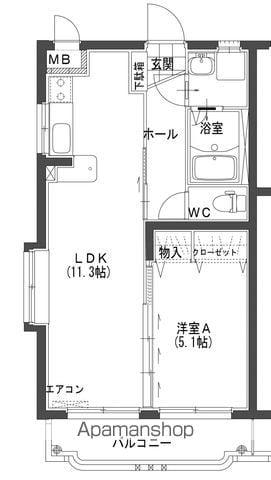 エスペランサⅡ(1LDK/4階)の間取り写真