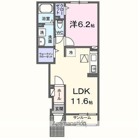 アメニティーハイツ川島Ⅵ(1LDK/1階)の間取り写真