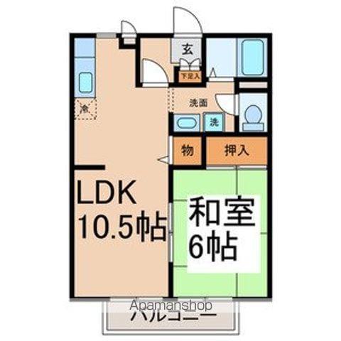 ヴィラ東野(1LDK/1階)の間取り写真
