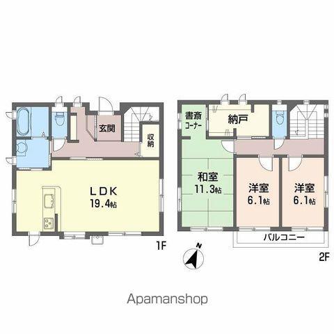 熊本電気鉄道 三ツ石駅 徒歩8分 2階建 築22年(3LDK)の間取り写真