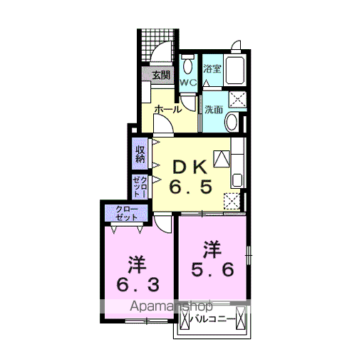 プリートカーサ内浜Ⅱ(2DK/1階)の間取り写真