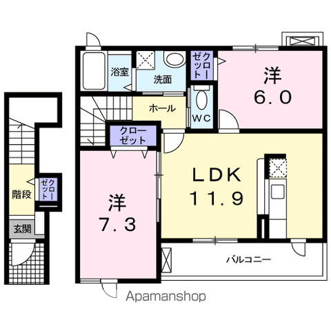 ベル・ブリーズSⅢ(2LDK/2階)の間取り写真