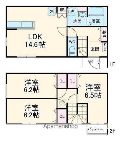 名鉄各務原線 名鉄岐阜駅 徒歩56分 2階建 築5年(3LDK)の間取り写真