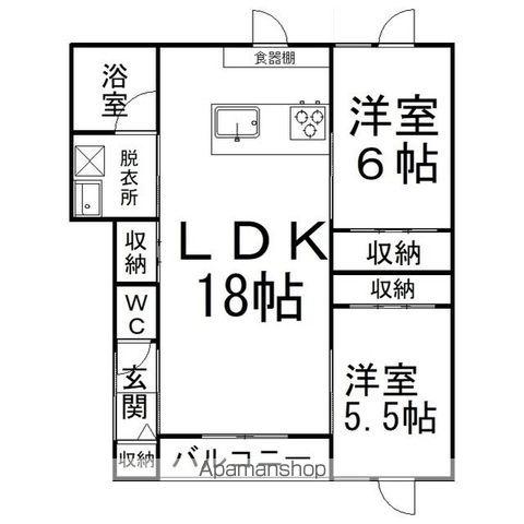 LIFE STAGE 中ノ島(2LDK/2階)の間取り写真