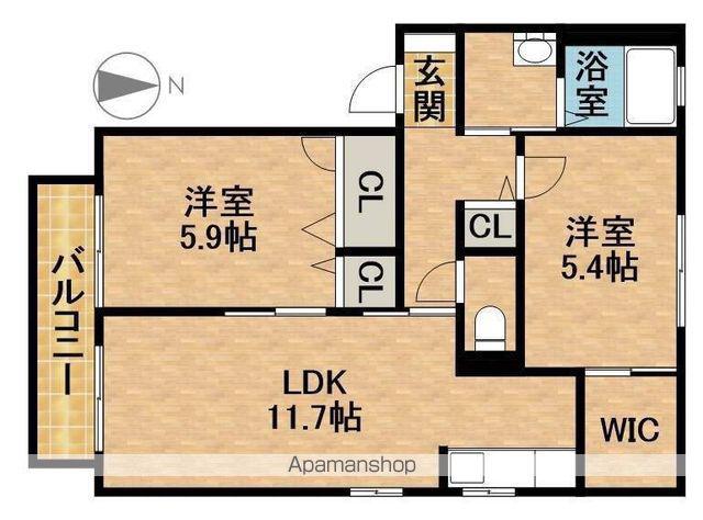 MASTTOWN愛野ⅡS(2LDK/1階)の間取り写真