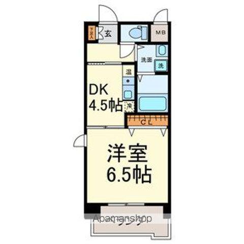 ボヌール千代田(1DK/4階)の間取り写真