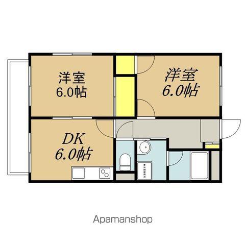 きたはらA(2DK/2階)の間取り写真