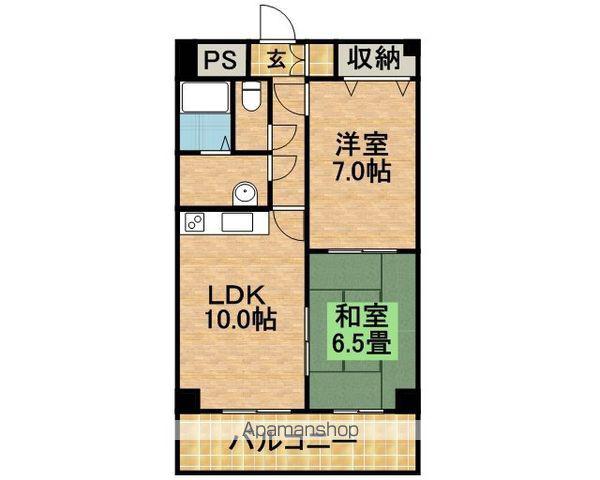 MSスカイハイツ(2LDK/8階)の間取り写真