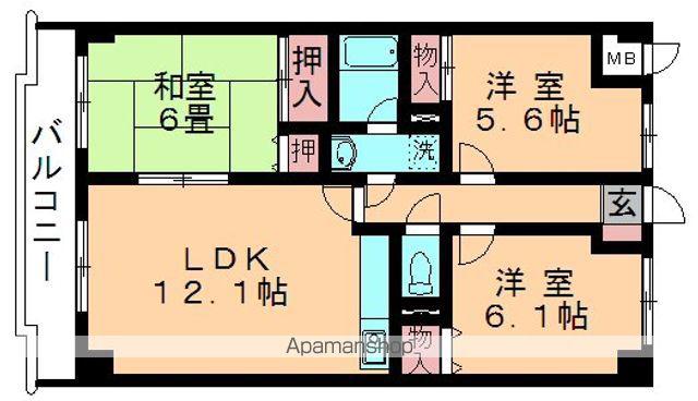 アサヒファミール(3LDK/3階)の間取り写真