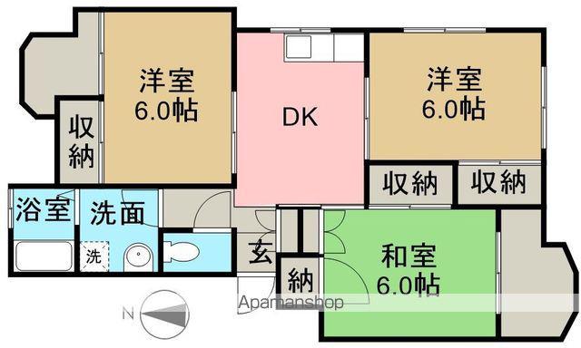 神野マンション(3DK/4階)の間取り写真