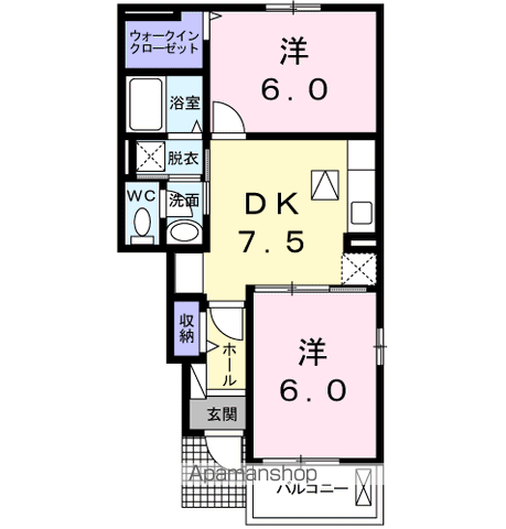 セレーノ洞海3(2DK/1階)の間取り写真