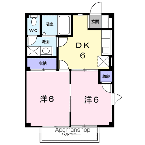 サンフロームⅣ(2DK/2階)の間取り写真