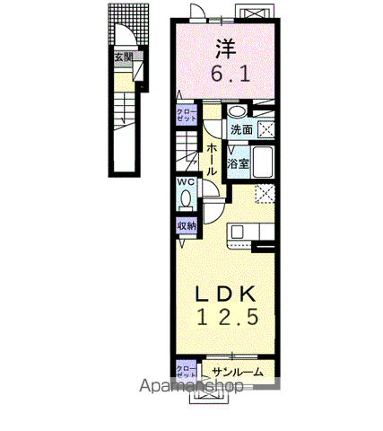 奥羽本線 米沢駅 徒歩41分 2階建 新築(1LDK/2階)の間取り写真