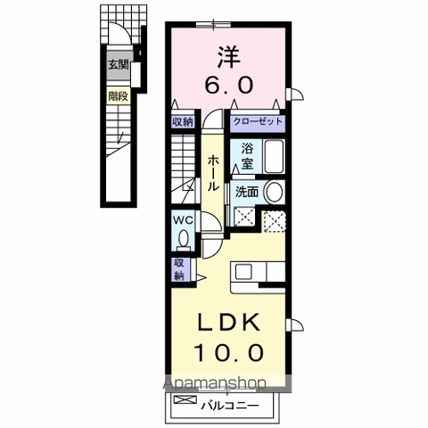 アンジェリカ E(1LDK/2階)の間取り写真