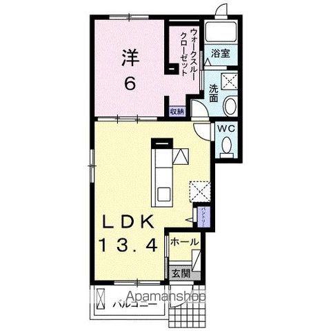 クラール仏生山D(1LDK/1階)の間取り写真