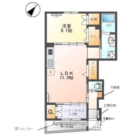 クレシア -CRECIA-(1LDK/1階)の間取り写真