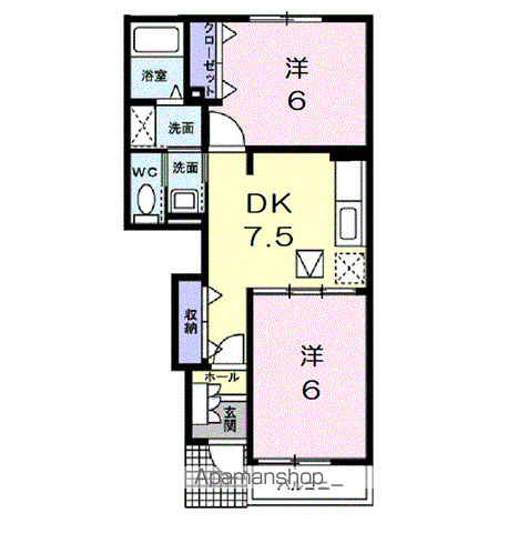ル トン セラン(2DK/1階)の間取り写真
