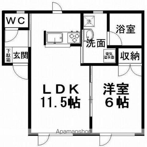 ハイツヒロA(1LDK/1階)の間取り写真