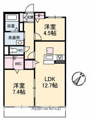 シャーメゾン宇多津 B棟(2LDK/1階)の間取り写真