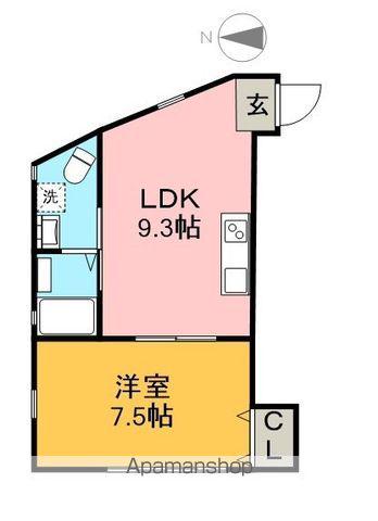 カーサブライト山手(1LDK/2階)の間取り写真