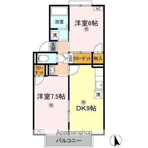 ウエストハイツ屋島(2DK/2階)の間取り写真