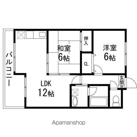 ロワジールK(2LDK/2階)の間取り写真