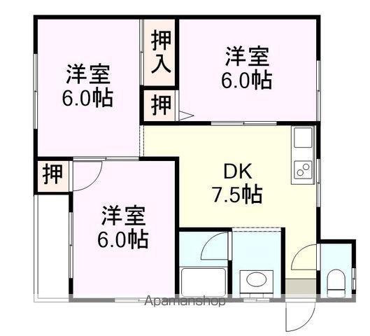 フィリア西宇部南伍番館(3DK/2階)の間取り写真
