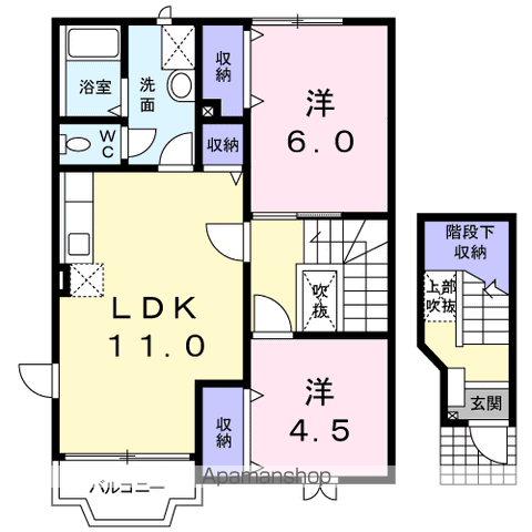 ブルースカイ21(2LDK/2階)の間取り写真
