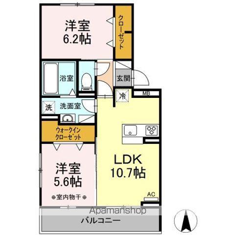 ミ・カーサ関田Ⅲ(2LDK/1階)の間取り写真