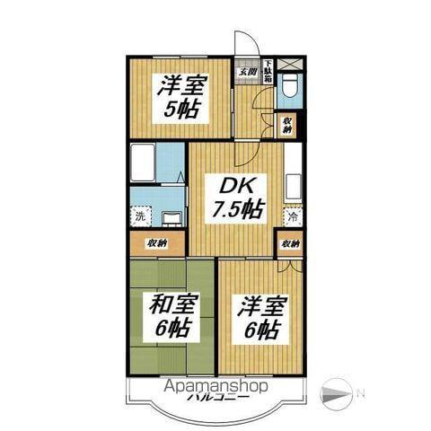 サンフラワー桜台(3DK/1階)の間取り写真