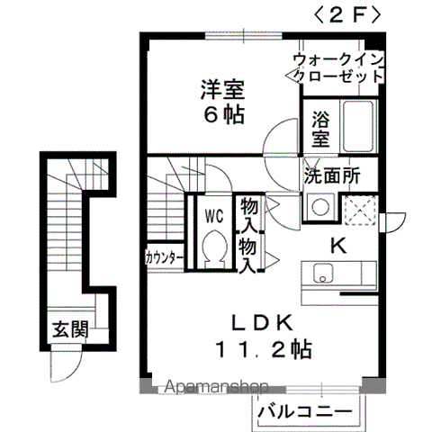 ウィルレジデンスⅤ(1LDK/2階)の間取り写真