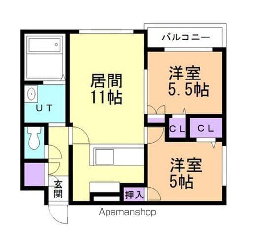 クレマティス円山(1LDK/5階)の間取り写真