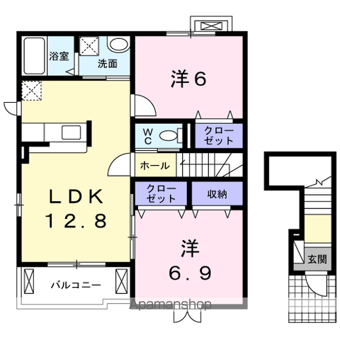 フルール(2LDK/2階)の間取り写真