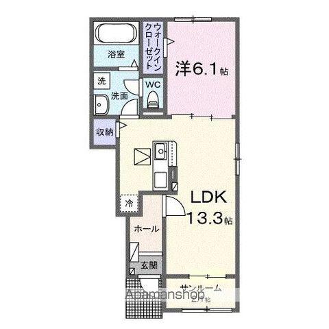 ベルエア国分寺A(1LDK/1階)の間取り写真
