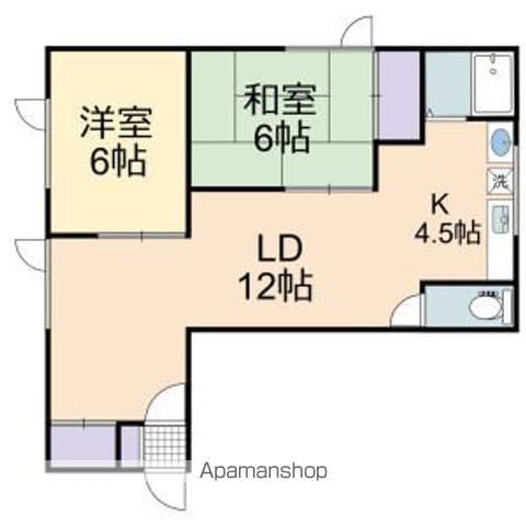 シャンブル宮の森(2LDK/3階)の間取り写真
