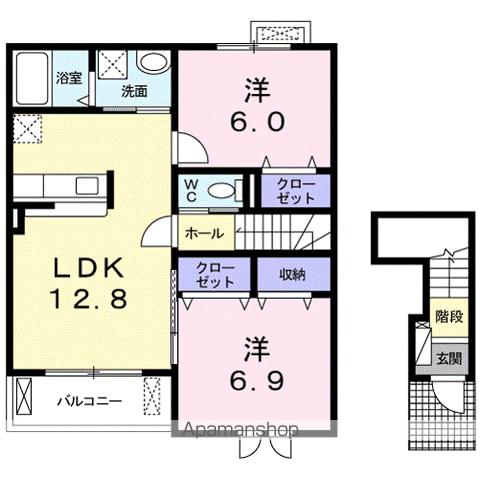 パレス衣川(2LDK/2階)の間取り写真