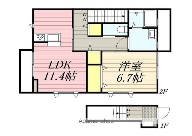 ファニーシックス(1LDK/2階)の間取り写真